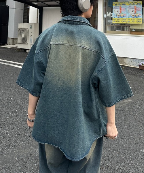 「ADAMASTE」 半袖シャツ MEDIUM ブラック メンズ_画像5