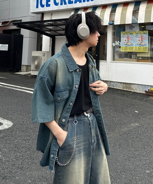 「ADAMASTE」 半袖シャツ MEDIUM ブラック メンズ_画像6