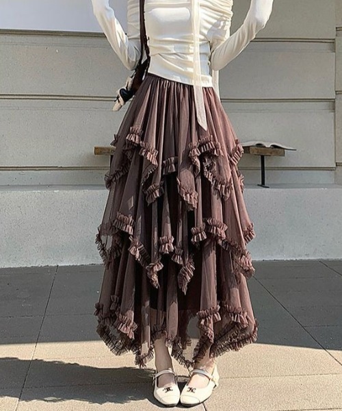 gossip!ロサンゼルス スカート 「春夏新作」アシンメトリーフリル
