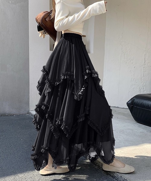 gossip!ロサンゼルス スカート 「春夏新作」アシンメトリーフリル