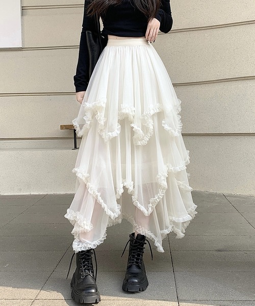 gossip!ロサンゼルス スカート 「春夏新作」アシンメトリーフリル