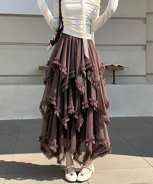 gossip!ロサンゼルス スカート 「春夏新作」アシンメトリーフリル