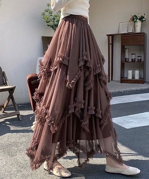 gossip!ロサンゼルス スカート 「春夏新作」アシンメトリーフリル