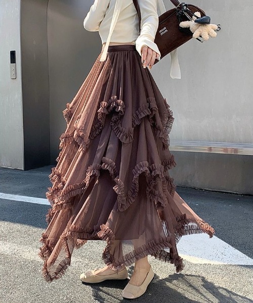 gossip!ロサンゼルス スカート 「春夏新作」アシンメトリーフリル
