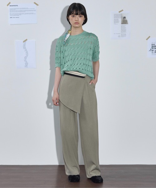 「THE YOn」 半袖ニット FREE チャコールグレー レディース_画像6