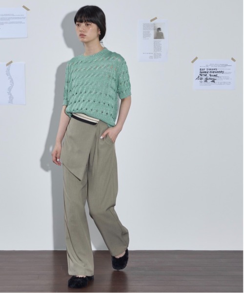 「THE YOn」 半袖ニット FREE チャコールグレー レディース_画像9