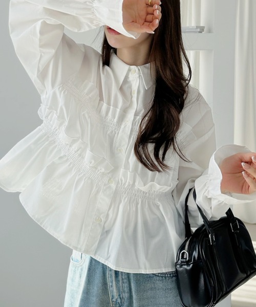 ♡シャーリングフリルブラウス♡ シャーリングフリルブラウス – Maison de Lyla