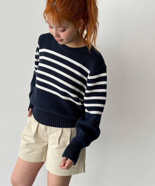 「CANAL JEAN」 長袖ニット ONE SIZE ネイビー レディースの画像