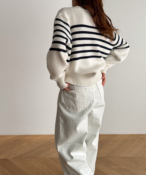 「CANAL JEAN」 長袖ニット ONE SIZE ネイビー レディースの画像
