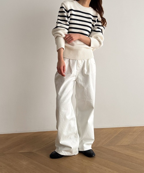 「CANAL JEAN」 長袖ニット ONE SIZE ネイビー レディースの画像