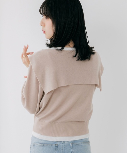 新品♡レイヤードベージュニット★送料込 セール】レイヤードSETプルオーバー（ニット/セーター）｜URBAN