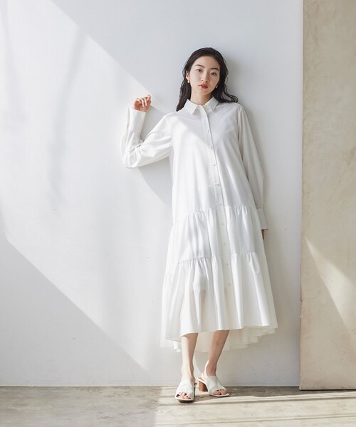 「BIANCA」 シャツワンピース 38 ホワイト レディース_画像3