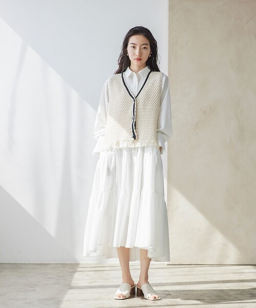 「BIANCA」 シャツワンピース 38 ホワイト レディース_画像8
