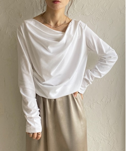 She's Closet tシャツ 長袖 オフショル アシメネック ドレープトップス