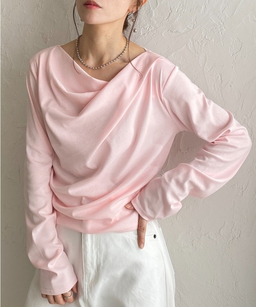 She's Closet tシャツ 長袖 オフショル アシメネック ドレープトップス