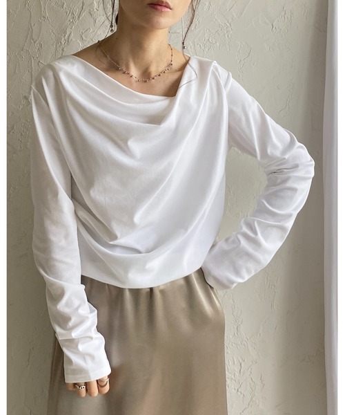 She's Closet tシャツ 長袖 オフショル アシメネック ドレープトップス