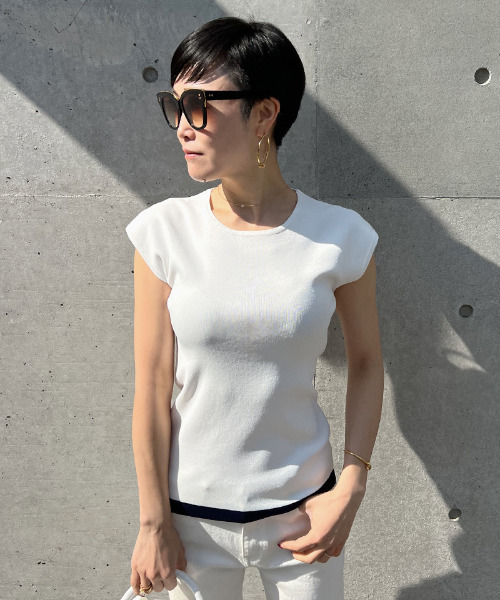 JENNE」 ノースリーブニット MEDIUM ホワイト レディース : ZOZOTOWN 