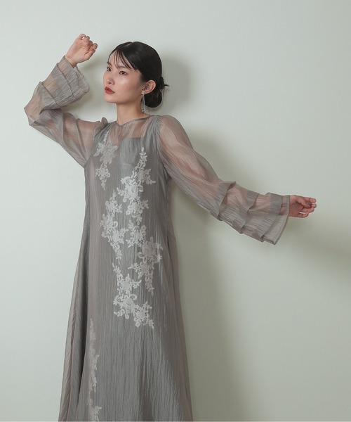 「Kana」 「le'rure」長袖ワンピース SS グレー レディース