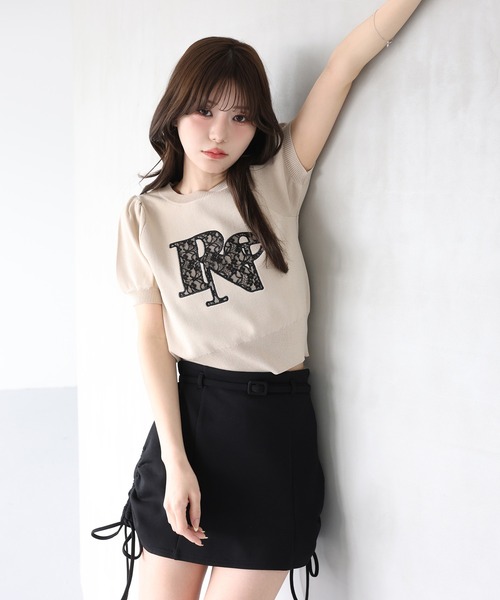 ニット セーター レースロゴニット レディースの画像