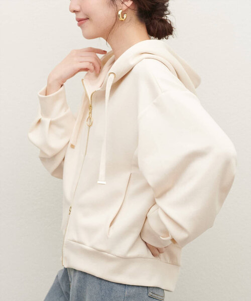 「natural couture」 ジップアップパーカー FREE グレイッシュベージュ レディース_画像4