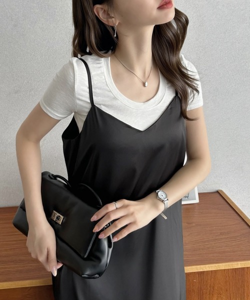 Eclat one ワンピース 「Eclat one」裾レース サテン キャミ