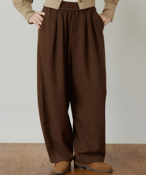 OLUN ワイドパンツ スラックス パンツ Double tuck easy pants/ダブル