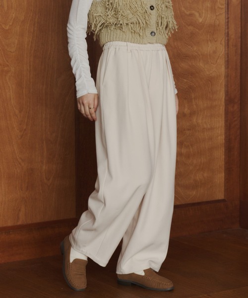 OLUN ワイドパンツ スラックス パンツ Double tuck easy pants/ダブル