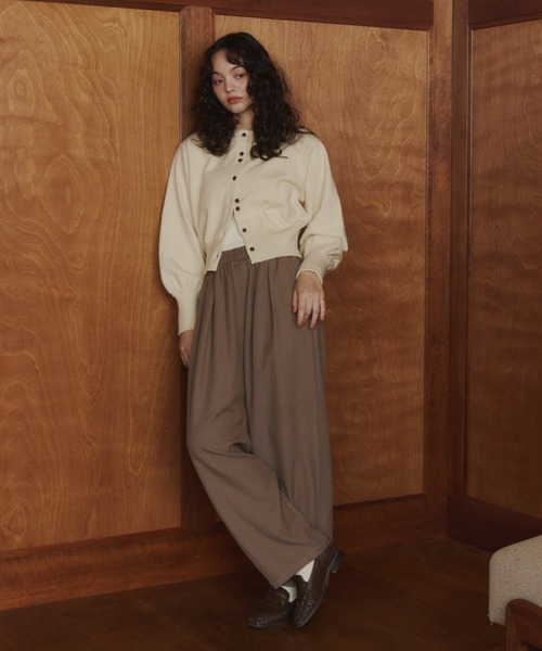 OLUN ワイドパンツ スラックス パンツ Double tuck easy pants/ダブル