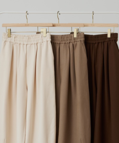 OLUN ワイドパンツ スラックス パンツ Double tuck easy pants/ダブル