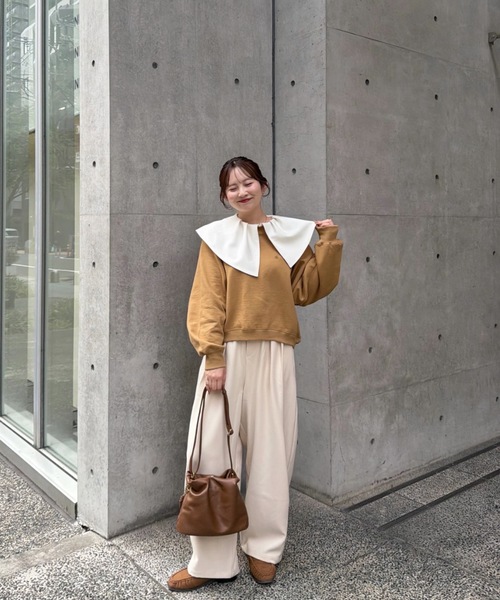 OLUN ワイドパンツ スラックス パンツ Double tuck easy pants/ダブル
