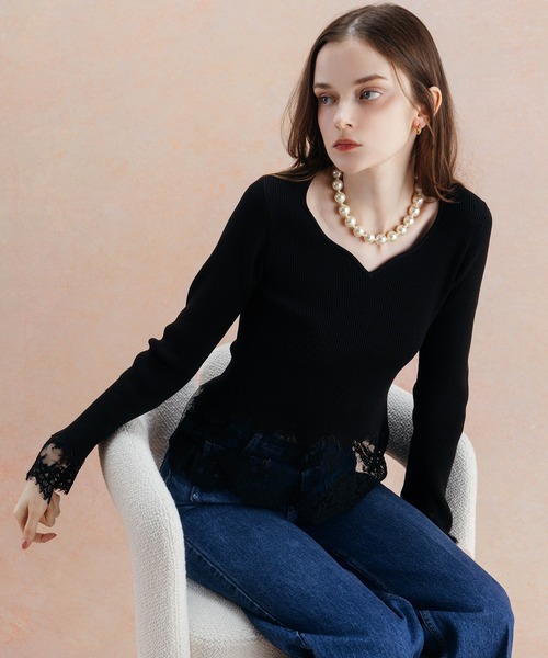 EIMY ISTOIRE（エイミーイストワール） ニット セーター LACE TRIM