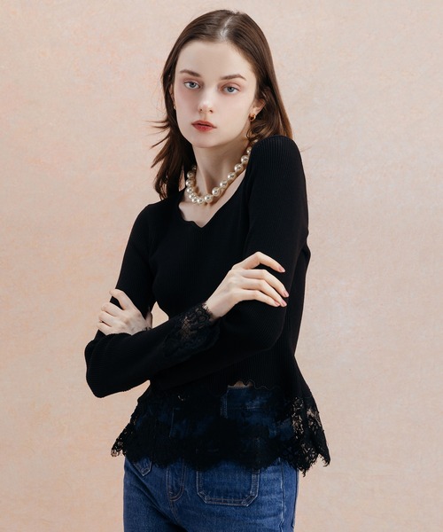 EIMY ISTOIRE（エイミーイストワール） ニット セーター LACE TRIM
