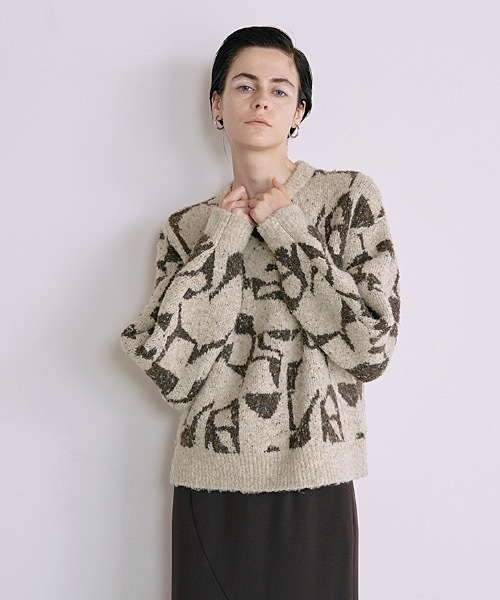 ニット セーター Outline Jacquard Tops（アウトラインジャガードトップス） レディース EMMA LIMBER ニット セーター Outline Jacquard Tops
