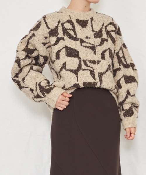 ニット セーター Outline Jacquard Tops（アウトラインジャガードトップス） レディース EMMA LIMBER ニット セーター Outline Jacquard Tops
