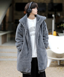 ビアズリー　ゆったりシルエットジップアップフードブルゾン グレー ビアズリー ゆったりシルエットジップアップフードブルゾン グレー
