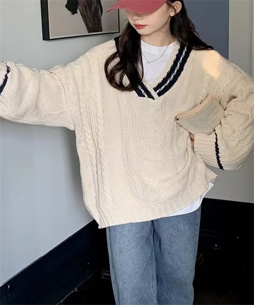 美品♡Loungedress 和紙ニット ゆったり オーバーサイズ フリーサイズ Loungedress ニット セーター 和紙天竺スキッパーニット