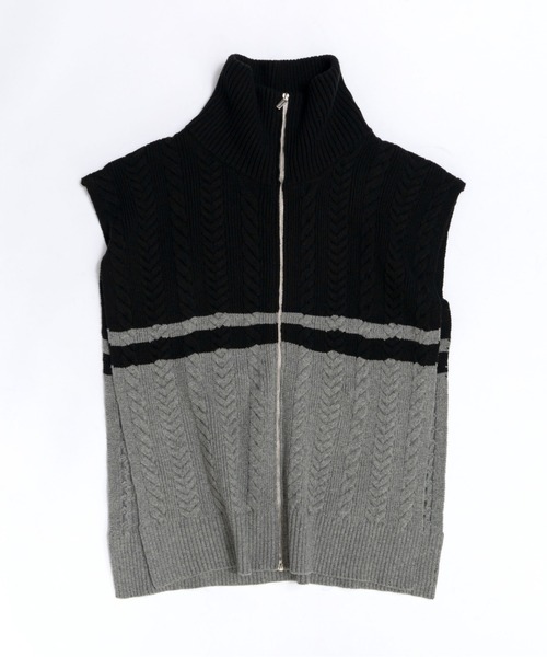 MAISON SPECIAL◆Cable Fastener Poncho/FREE/ナイロン/GRY/21232366101 Sale] Cable Fastener Poncho