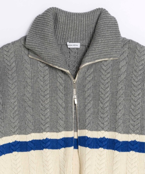 カーディガン Cable Fastener Poncho/ケーブルファスナーポンチョ「MAISON SPECIAL/メゾンスペシャル」 レディース MAISON SPECIAL カーディガン Cable Fastener Poncho/ケーブル