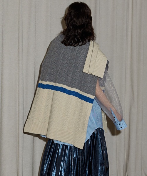 MAISON SPECIAL カーディガン Cable Fastener Poncho/ケーブル