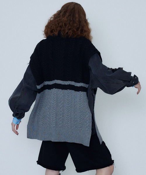 MAISON SPECIAL カーディガン Cable Fastener Poncho/ケーブル
