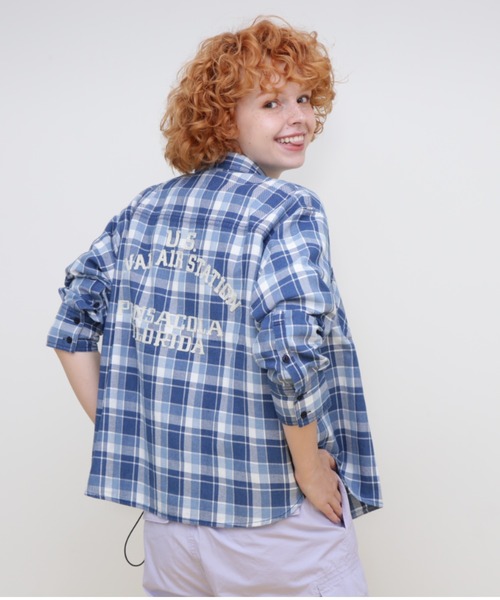 ブラウス シャツ L-L/S INDIGO CHECK SHIRT/インディゴチェックシャツ レディース