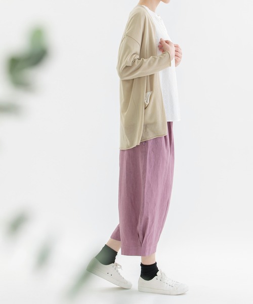 pas de calais - pas de calais パドカレ リネン切替ロングカーディガン バイカラー pas de calais パドカレ リネン切替ロングカーディガン バイカラー