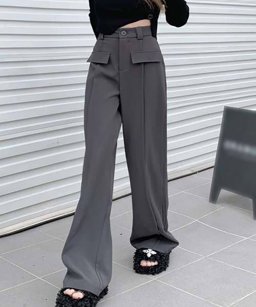 スーツ 上下セット ワイドパンツ ハイウエスト 脚長効果 L1276 セットアップ レディース パンツスーツ 2点セット ジャケット