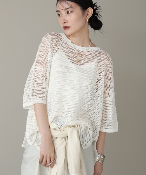 little suzie メッシュ　ニットボレロ　新品未使用 little $uzie suzie(リトルスージー) Cotton Gima Mesh Knit