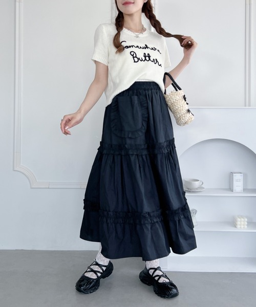 Loueme ロング スカート フリルポケットティアードスカート : ZOZOTOWN