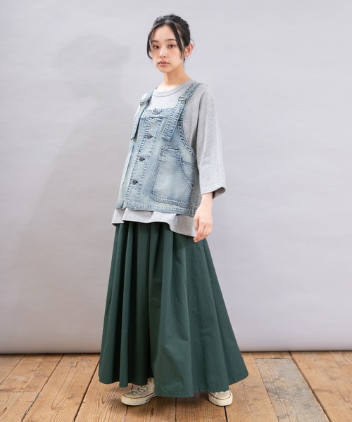 URCH RNA 綿麻デニムのロングスカート URCH RNA デニムスカート G1085 綿麻デニムのプルオンロングスカート
