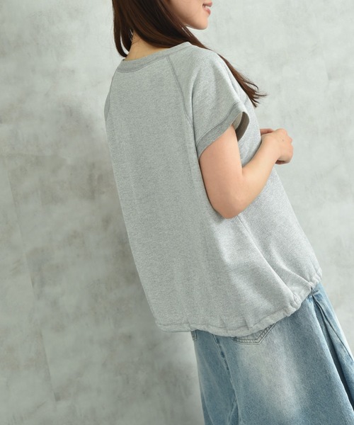 tシャツ ラメ入り裏毛素材プルオーバー レディース セール】ラメ裏毛裾ドロストプルオーバー（Tシャツ/カットソー