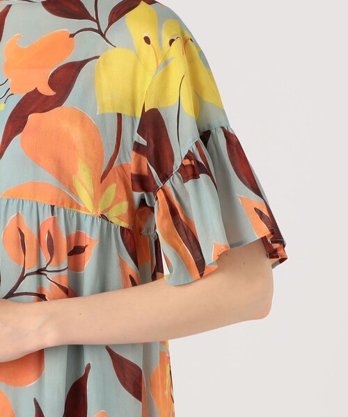 Ballsey ワンピース ベルフラワープリント ティアードワンピース