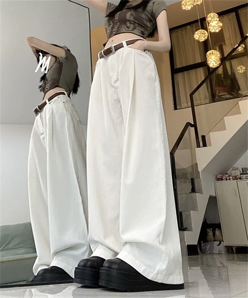 FREE STYLISTS ワイドパンツ ジーンズ デニム デニムパンツ タック