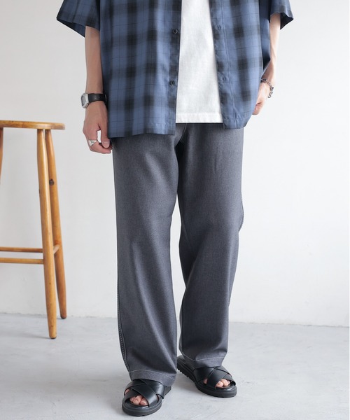 RAGEBLUE スラックス Stitch wide easy slacks/配色ステッチ